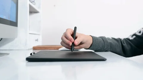 Graphic tablet close up view. Stock Footage 98393151