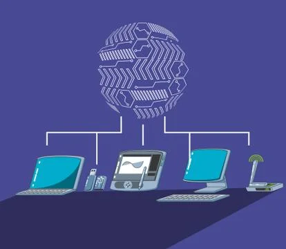 Graphic tablet with computers Stock Illustration