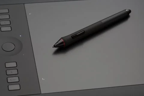 Graphic tablet with digital pen. Stock Photos