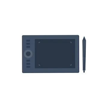 Graphic tablet in a flat style. Digital drawing. Web design. Graphics. Vector Stock Illustration