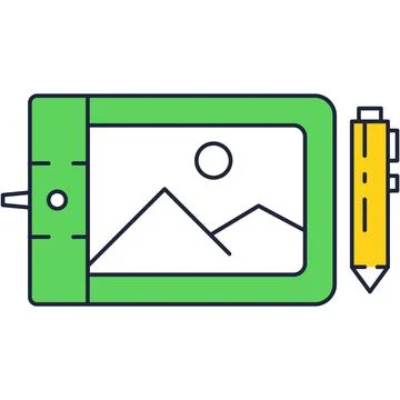Graphic tablet icon, flat vector designer computer Illustrazione stock