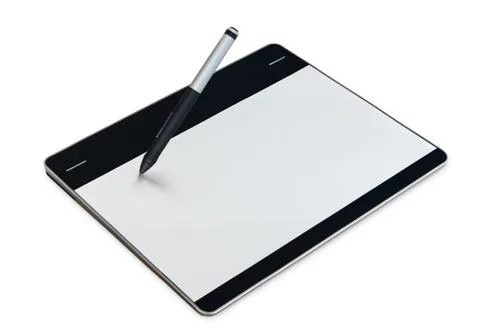 Graphic tablet isolated clipping path inside on white Stock Photos