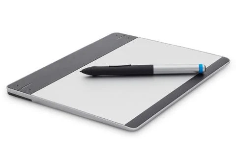 Graphic tablet isolated on white background with clipping path Stock Photos