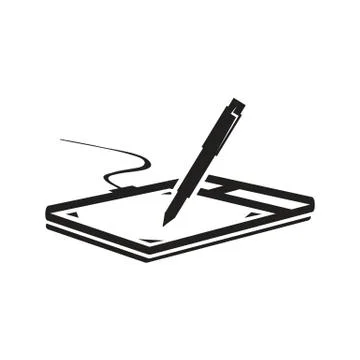 Graphic tablet with pen Stock Illustration