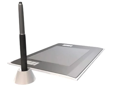 Graphic tablet with pen on white background 스톡 동영상 7140399