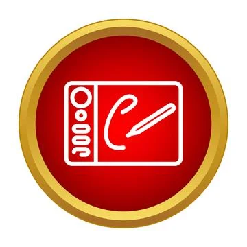 Graphic tablet with stylus creating digital drawing icon Stock-Illustration