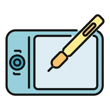 Graphic tablet with stylus for digital drawing and design 스톡 일러스트