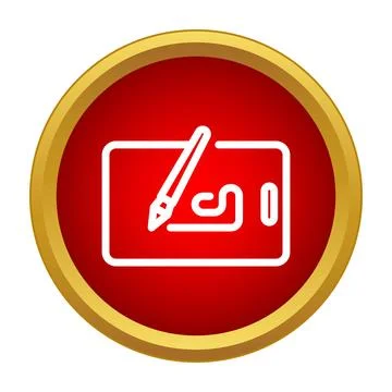 Graphic tablet with stylus drawing digital design icon Stock Illustration