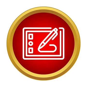 Graphic tablet with stylus drawing line icon Stock Illustration