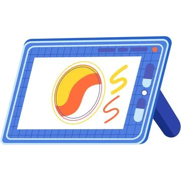 Graphic tablet vector digital computer flat icon Stock Illustration