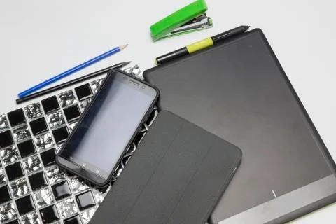Graphic tablet on a white background. Stock Photos