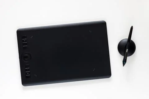 Graphic tablet on a white empty background. Stock Photos