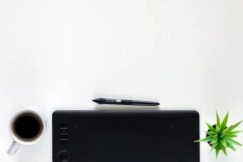 Graphic tablet on a white empty background. Stock Photos