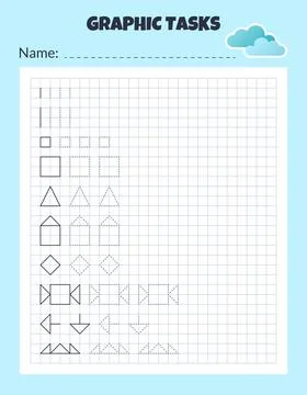 Graphic tasks by cells. Educational game for kids. 스톡 일러스트