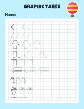 Graphic tasks by cells. Educational game for kids. イラスト素材