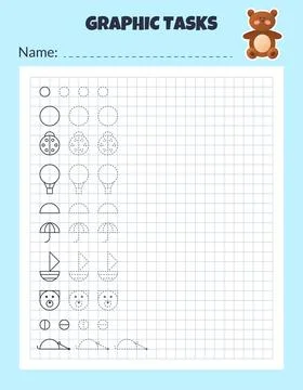 Graphic tasks by cells. Educational game for kids. イラスト素材