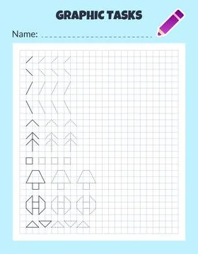 Graphic tasks by cells. Educational game for kids. イラスト素材