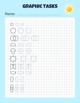Graphic tasks by cells. Educational game for kids. 스톡 일러스트