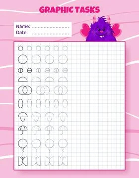 Graphic tasks by cells. Educational game for kids. イラスト素材