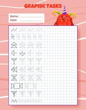 Graphic tasks by cells. Educational game for kids. イラスト素材