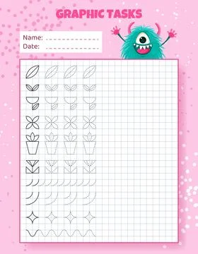 Graphic tasks by cells. Educational game for kids. イラスト素材