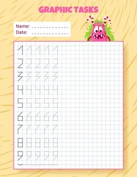 Graphic tasks by cells. Educational game for kids. イラスト素材
