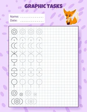 Graphic tasks by cells. Educational game for kids. 스톡 일러스트