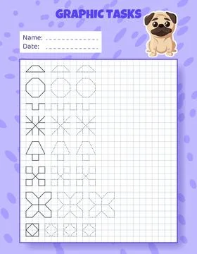 Graphic tasks by cells. Educational game for kids. イラスト素材