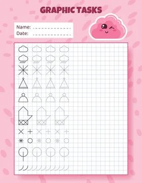 Graphic tasks by cells. Educational game for kids. Illustrazione stock