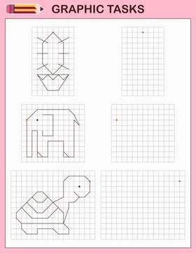 Graphic tasks by cells. Educational games for kids Stockillustratie