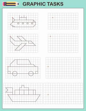Graphic tasks by cells. Educational games for kids Stockillustratie