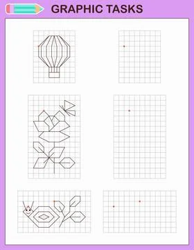 Graphic tasks by cells. Educational games for kids 스톡 일러스트