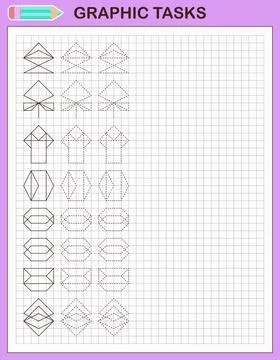 Graphic tasks by cells. Educational games for kids Illustrazione stock