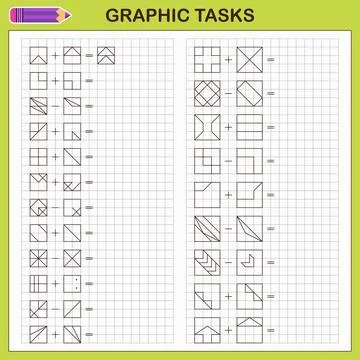 Graphic tasks by cells. Educational games for kids 스톡 일러스트