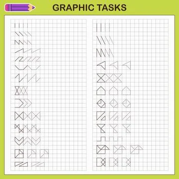 Graphic tasks by cells. Educational games for kids 스톡 일러스트