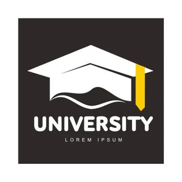 Graphic three colored square academic, graduation cap logo template Stock Illustration