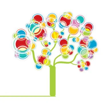 Graphic tree with circle design elements, vector illustration Stock Illustration