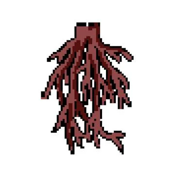 Graphic tree root pixel art vector illustration Stock Illustration