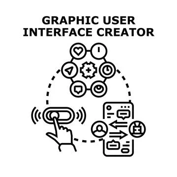 Graphic user interface creator designing digital application 库存插图