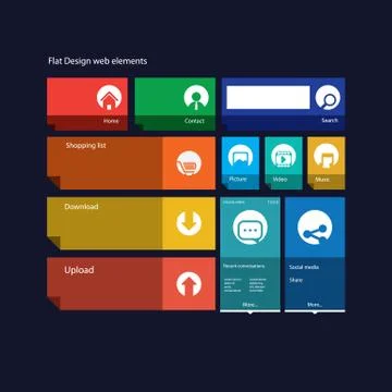 Graphic user interface flat design vector illustration with icons Stock Illustration