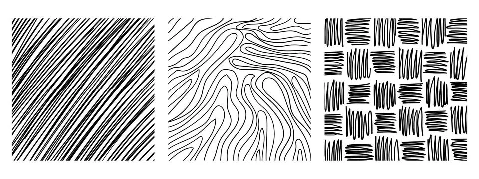 Graphic vector freehand textures set with different hand drawn patterns. Tr.. Stock Illustration