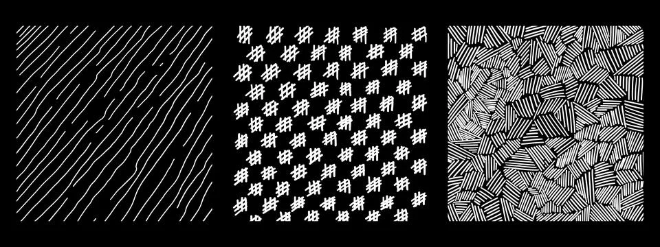 Graphic vector freehand textures set with different hand drawn patterns. Stock Illustration