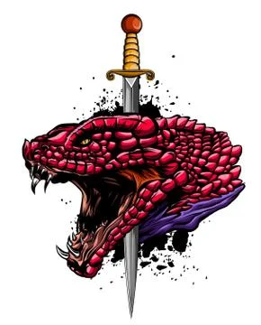 Graphic vector illustration of the dragons head. Stock Illustration