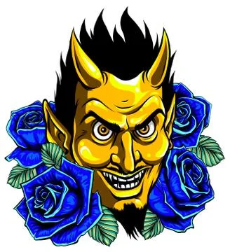 Graphic Vector Image of a Demon or Devil Mascot Head Stock Illustration
