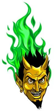 Graphic Vector Image of a Demon or Devil Mascot Head Stock Illustration