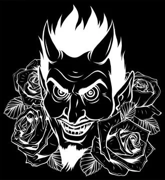 Graphic Vector Image of a Demon or Devil silhouette in black background 스톡 일러스트