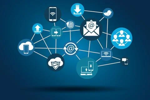 Graphic Vector Network Communication blue Stock Illustration