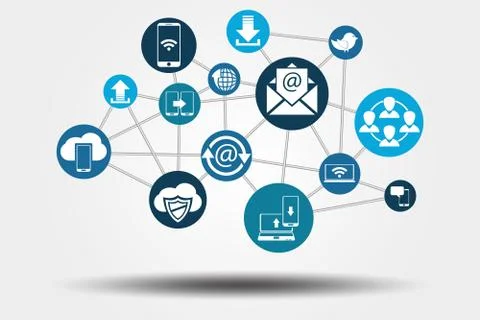 Graphic Vector Network Communication grey Illustrazione stock