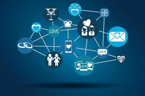 Graphic Vector Network Love blue Stock Illustration