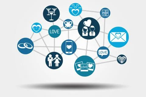 Graphic Vector Network Love grey Illustrazione stock